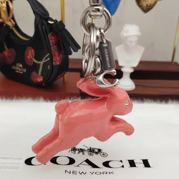 Coach Bunny Bag Charm Keychain - Picture 6 of 8